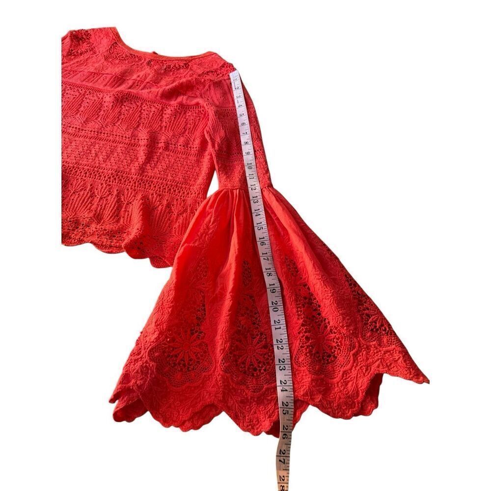 Free People Red Once Upon A Time Lace Top - Picture 9 of 11